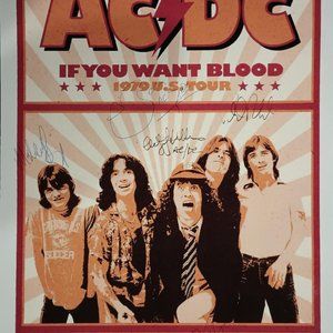 1979 AC/DC SIGNED Original Concert Poster REPRODUCTION (RP) 11X17 INCHES